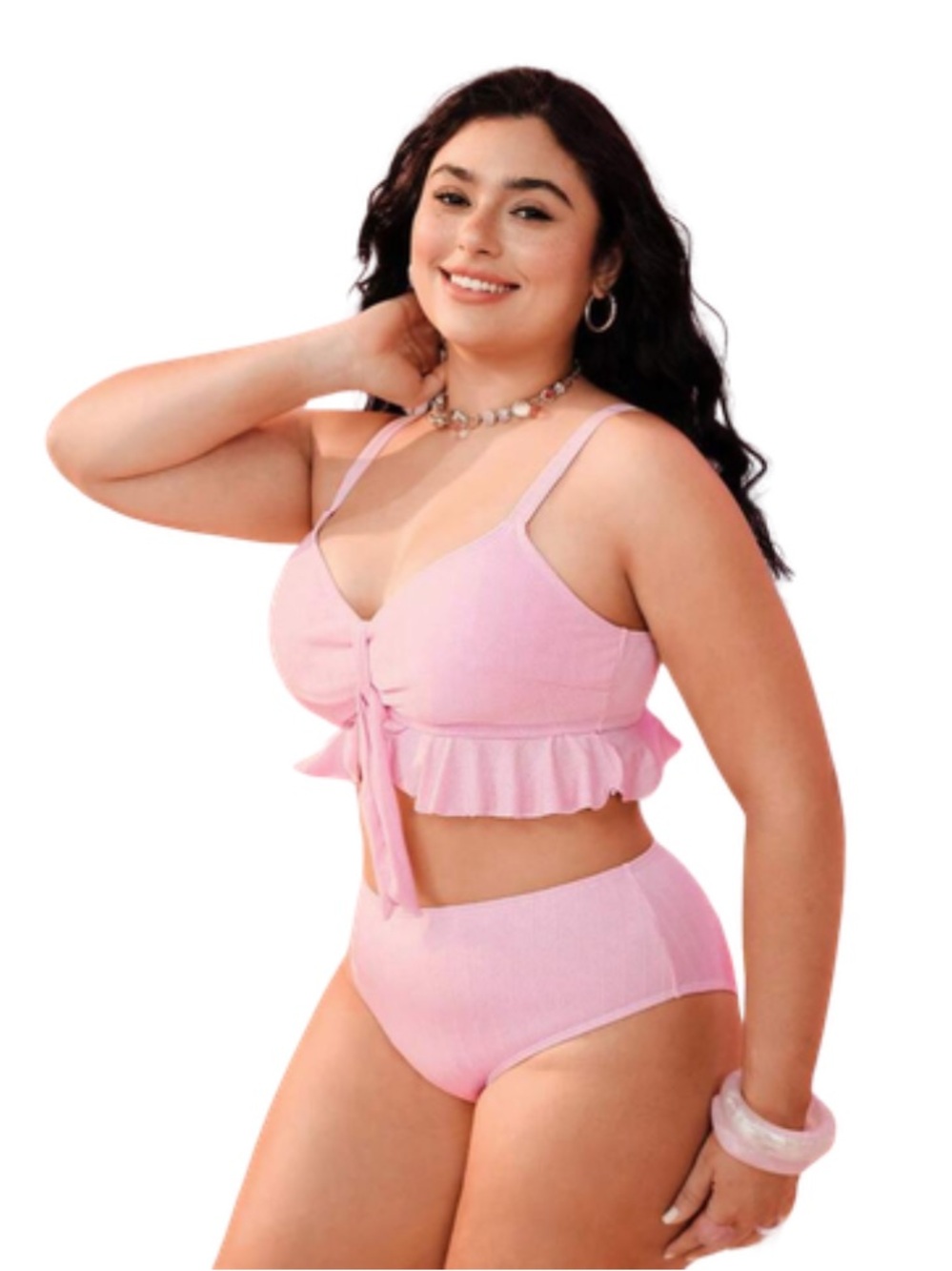 Plus Tie-Front Bikini Set